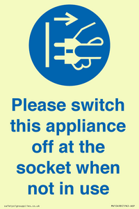 Please switch this appliance off at the socket when not in use